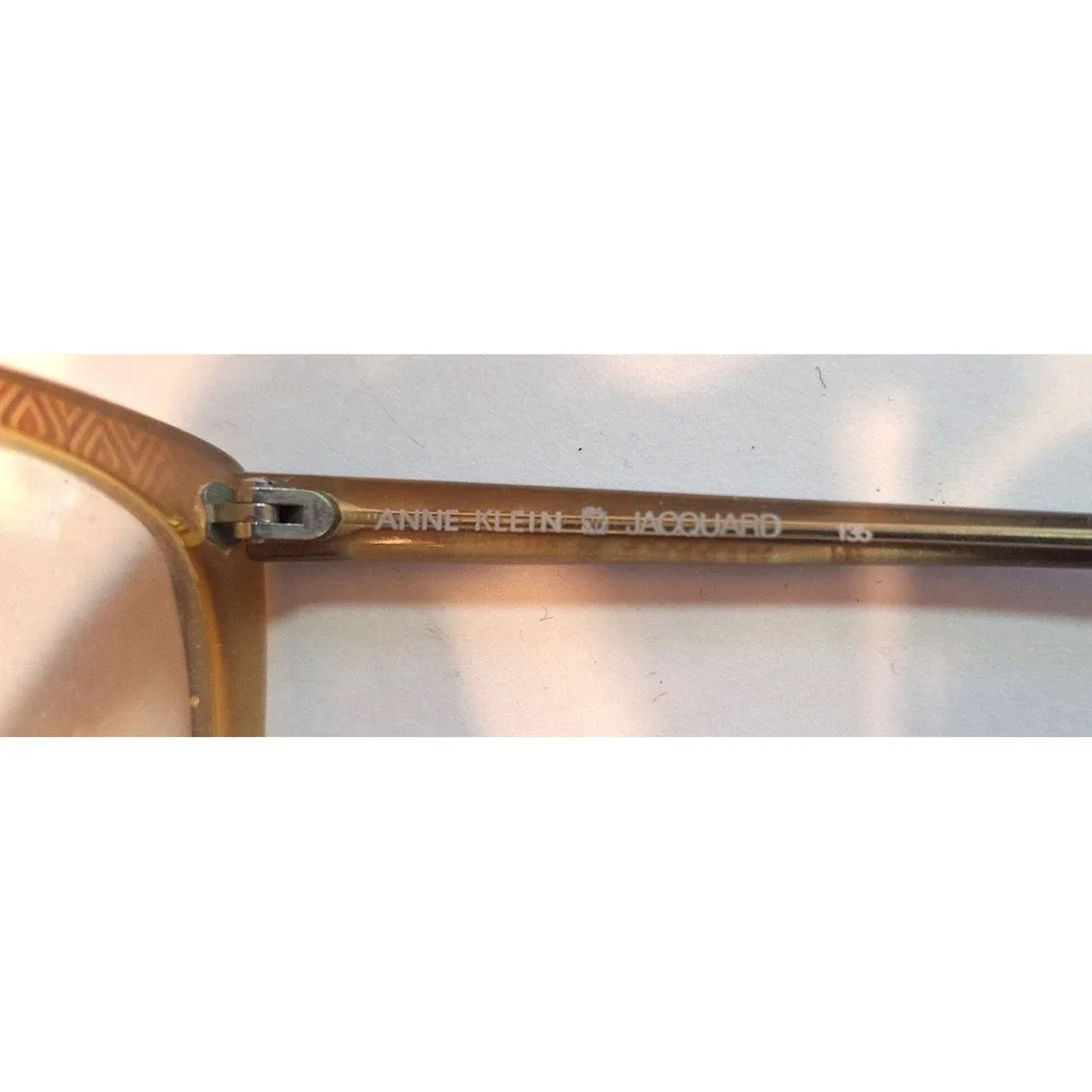 Anne Klein Jacquard Vintage Cat Eye Glass Frames Brown Handmade Italy 53-17 135